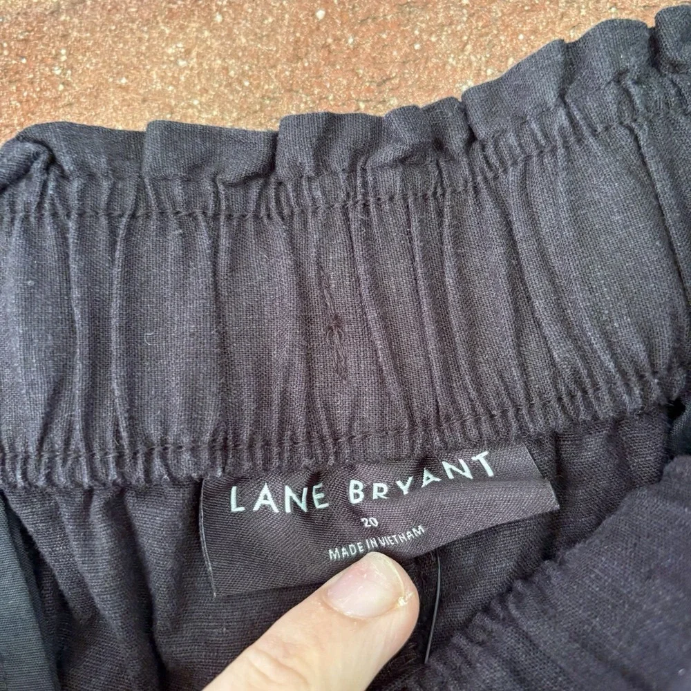 Lane Bryant Black Linen Blend Drawstring Elastic Waist Pants Comfy Sz 20 A997